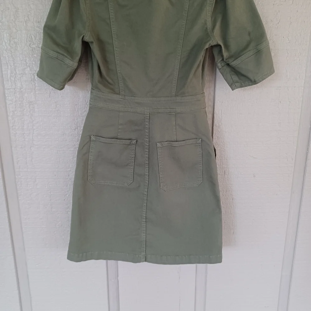 Veronica Beard Bree Mini Dress Size 0 Women Pockets Cotton Blend In Army Green